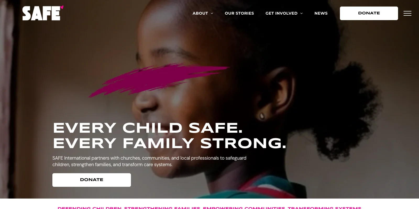 SAFE International website homepage — safeinternational.org