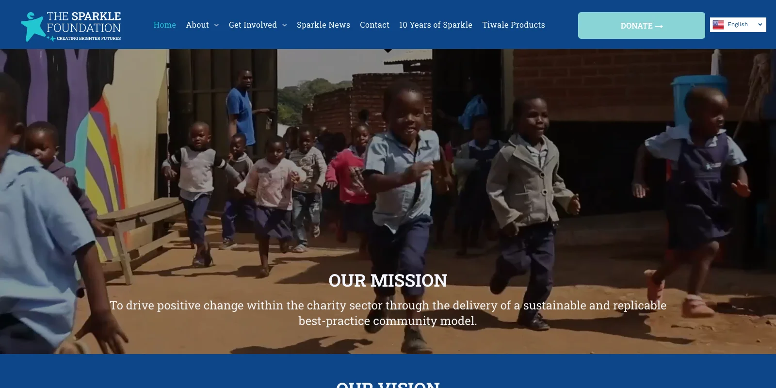 The Sparkle Foundation website homepage — thesparklefoundation.org